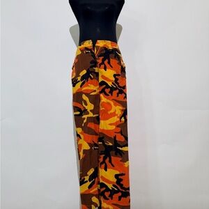 Edikted Brown and Orange Camouflage Pants